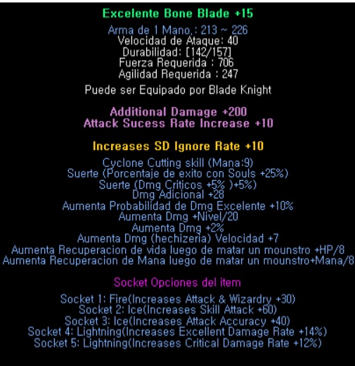 GUIA DE OPCIONES DE ITEMS